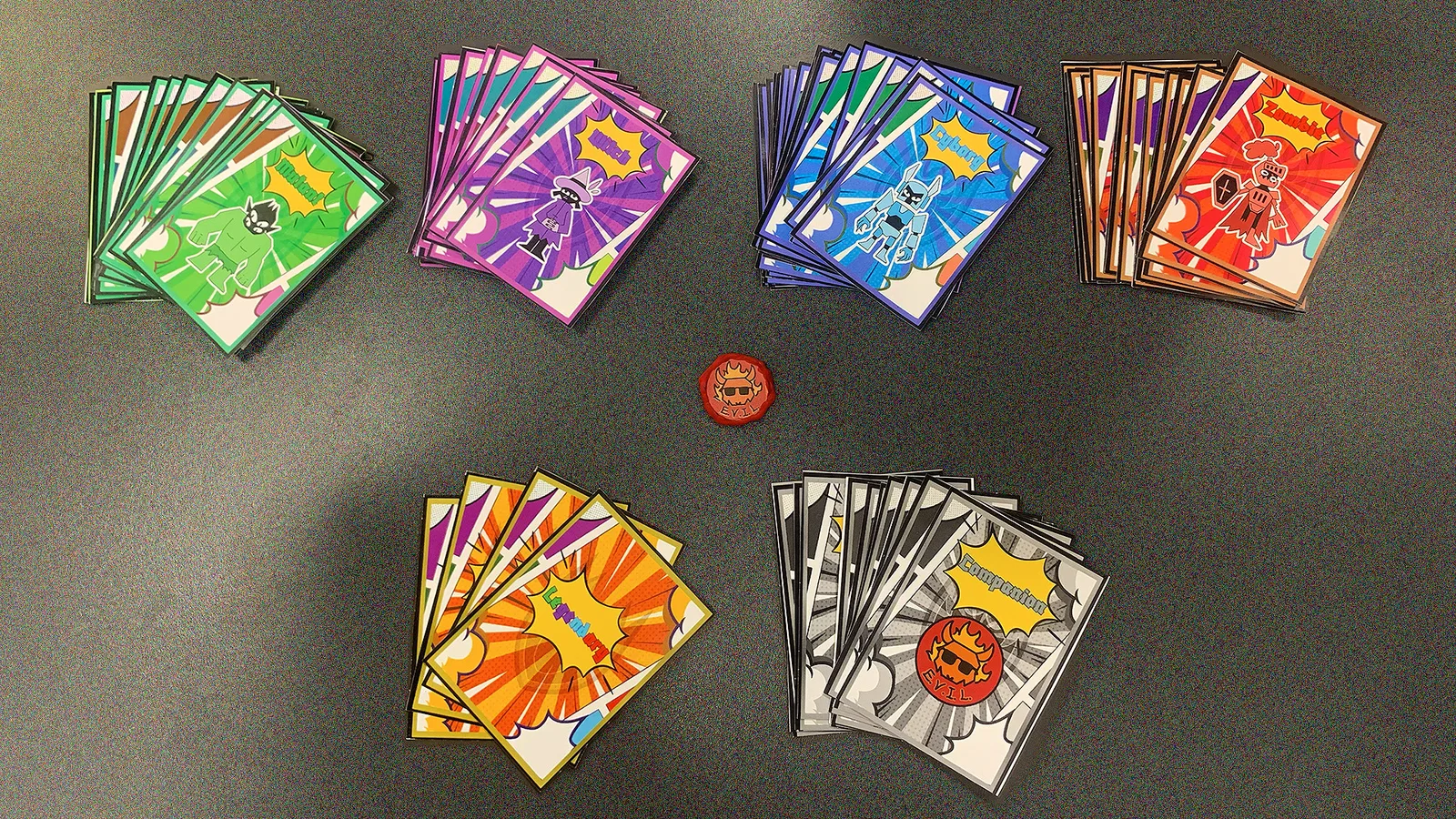 Ability cards and supporting components from E.V.I.L.