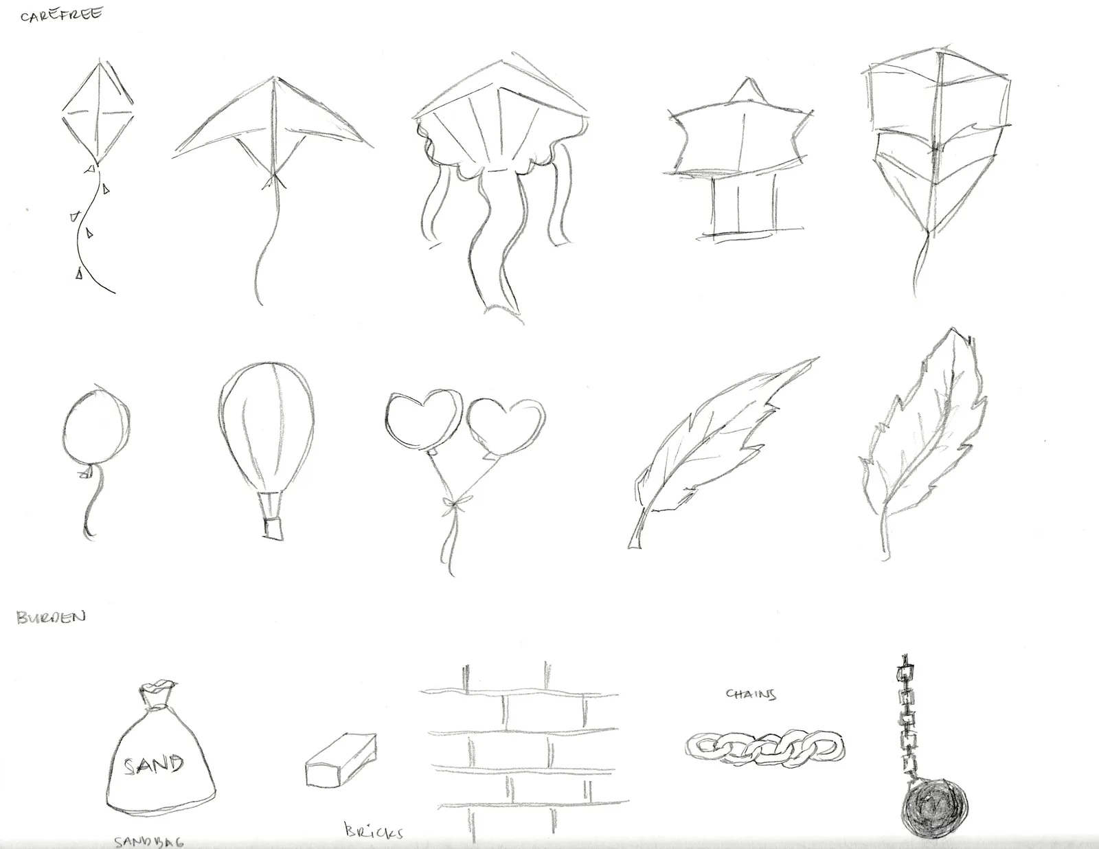 Initial contrast sketches for The Heavy 20s