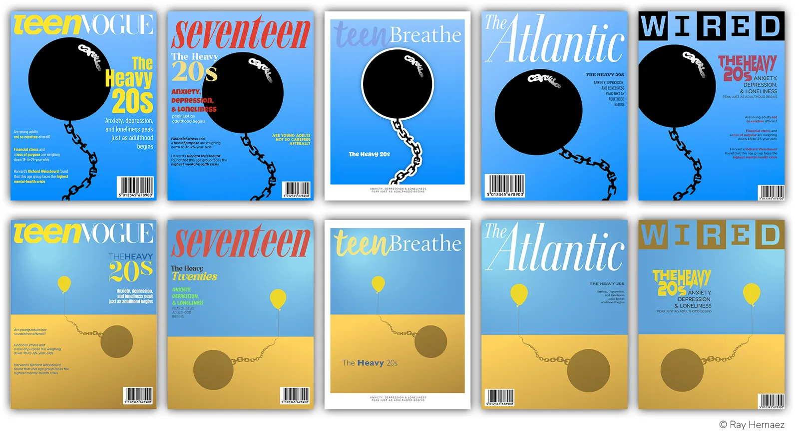 Magazine cover variations developed for The Heavy 20s